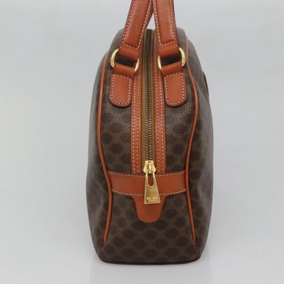 CELINE Macadam Canvas Hand Bag Pvc Leather Brown Gold - Picture 4 of 12